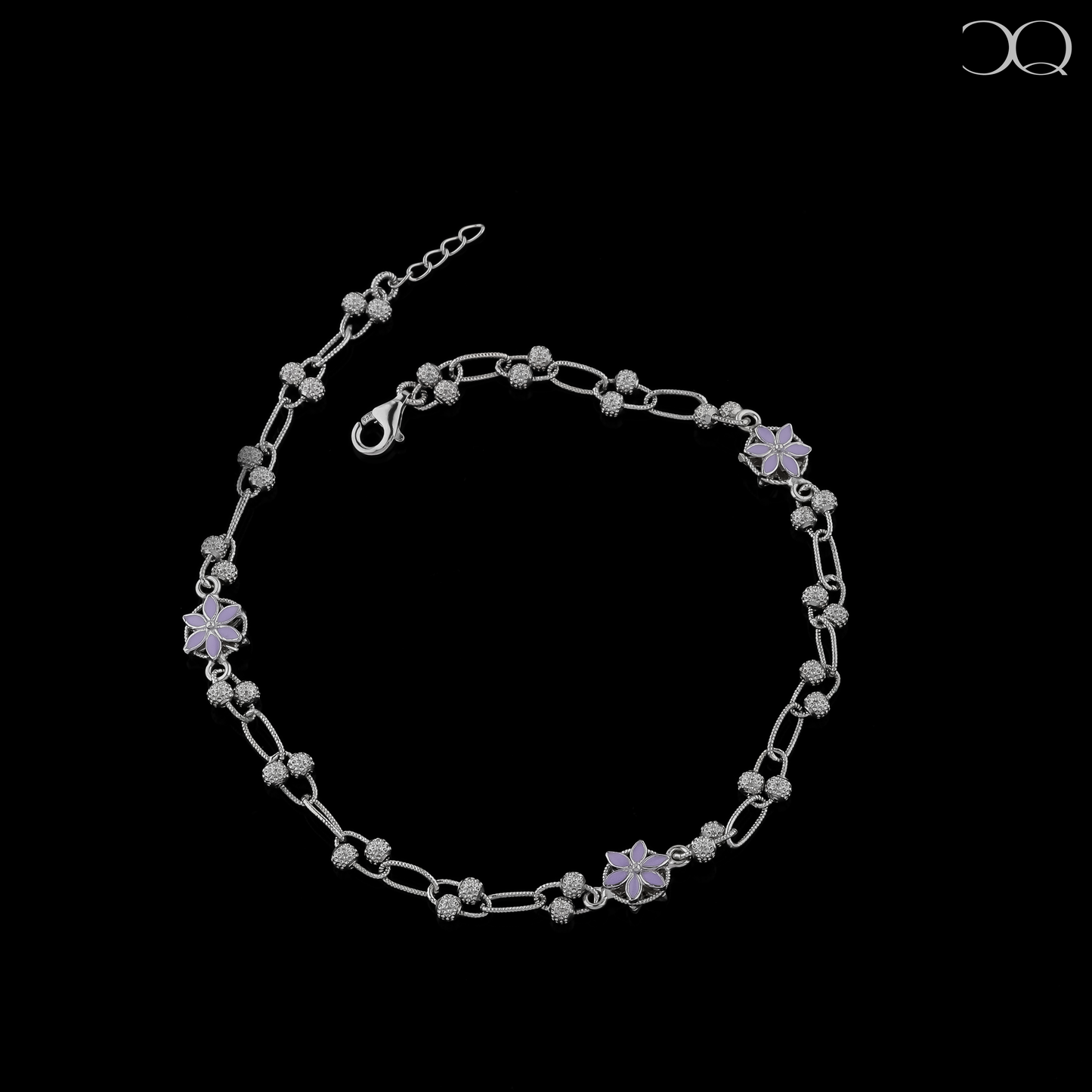 LAVENDER ENAMEL FLORAL ANKLET (SINGLE)