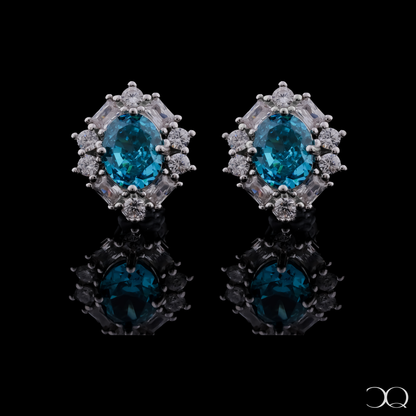 AQUA HALO STUD EARRINGS