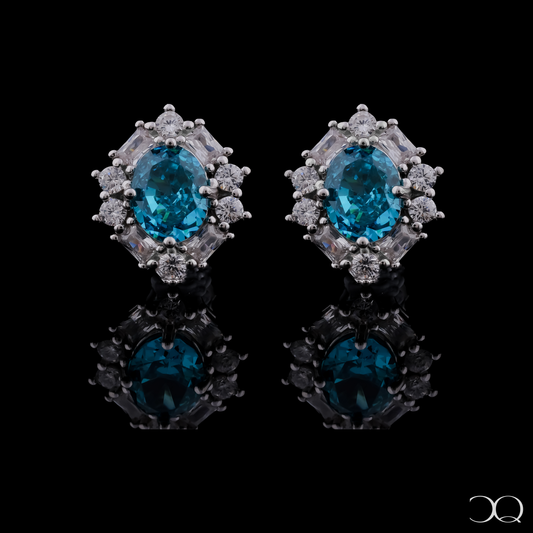 AQUA HALO STUD EARRINGS