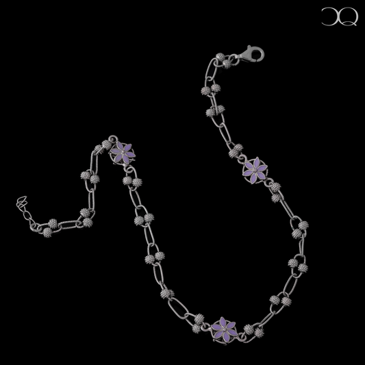 LAVENDER ENAMEL FLORAL ANKLET (SINGLE)