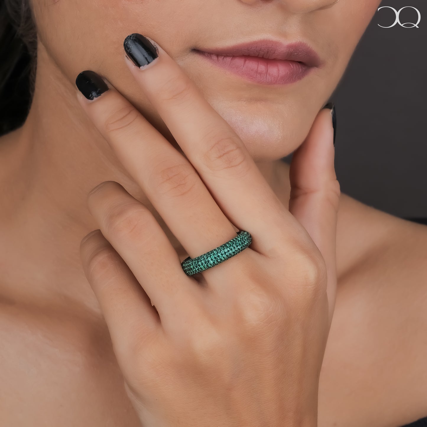 EMERALD GLOW PAVÉ ETERNITY RING