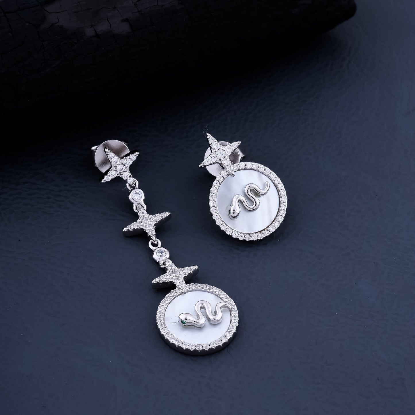 CELESTIAL SERPENT MOTHER-OF-PEARL EARRINGS